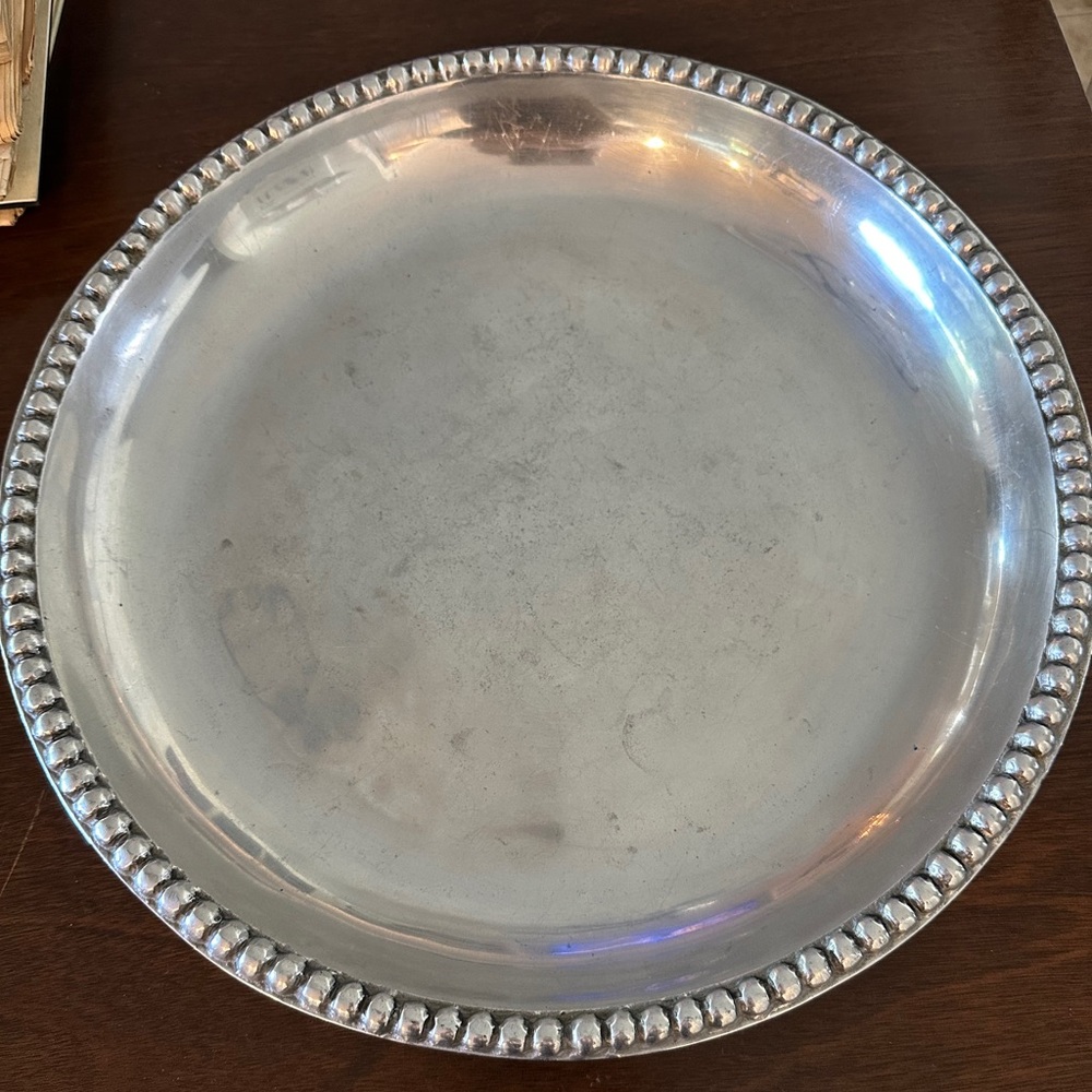 Vintage Pewter “Beaded Edge” 

15” Platter